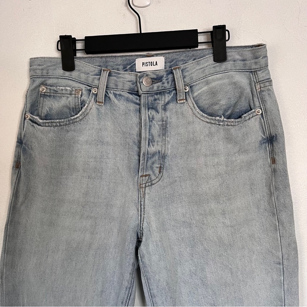 Pistola Charlie High Rise Straight Jeans Button Fly Light Wash Size 28 - Picture 2 of 13
